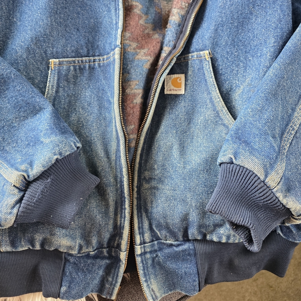 Blue Hooded Denim Carhartt Jacket - Picture 3 of 11